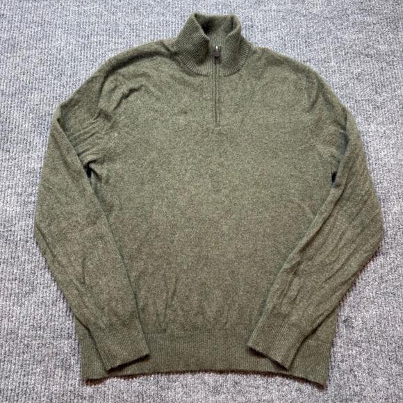 Lands' End Other - Cashmere Lands End Quarter Zip Sweater Mens Large Green Knit Pullover Preppy